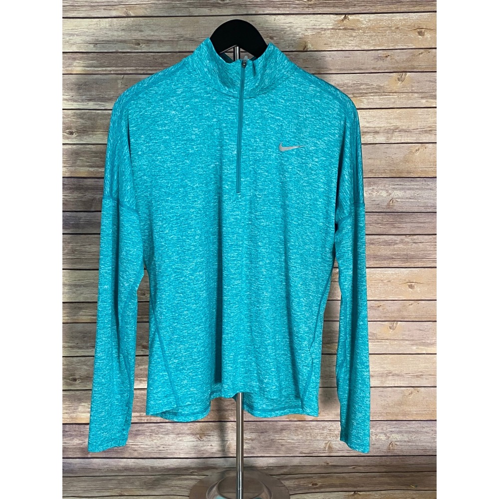 Nike Running Dri-FIT Womens Teal Heather 1/4 Zip Pullover Large